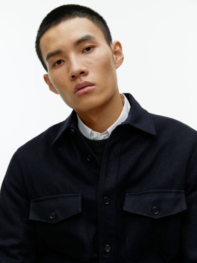 ملابس عبد اللطيف ARKET رجال قميص من الصوف أزرق غامق BXB848962