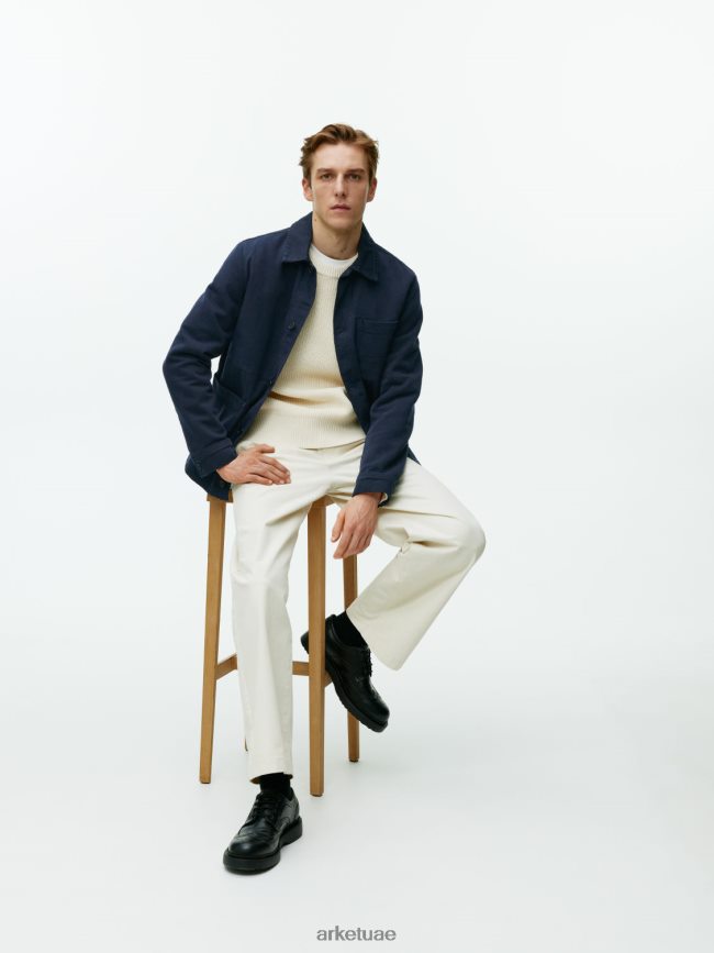 ملابس عبد اللطيف ARKET رجال قميص من نسيج قطني طويل مصبوغ أزرق غامق BXB848965