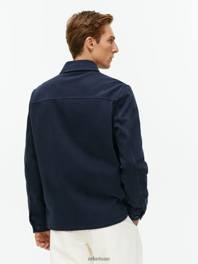 ملابس عبد اللطيف ARKET رجال قميص من نسيج قطني طويل مصبوغ أزرق غامق BXB848965