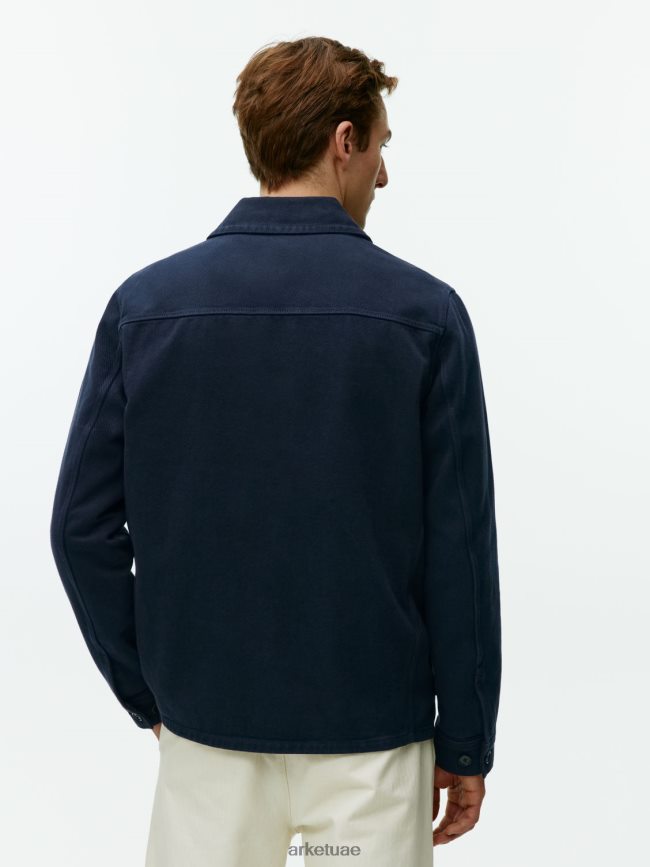 ملابس عبد اللطيف ARKET رجال قميص من نسيج قطني طويل مصبوغ أزرق غامق BXB848965