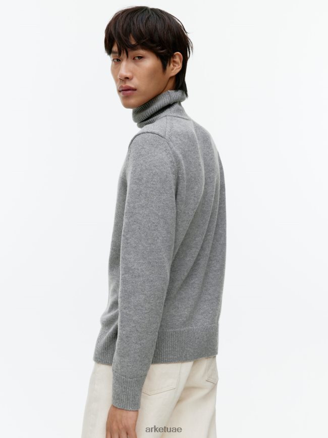 ملابس عبد اللطيف ARKET رجال كنزة ميرينو برقبة مطوية رمادي BXB8481194