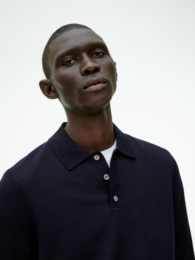 ملابس عبد اللطيف ARKET رجال ميرينو بولو البلوز أزرق غامق BXB8481051