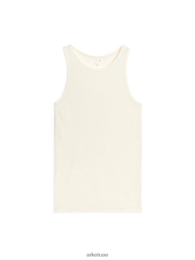 ملابس عبد اللطيف ARKET نحيف أعلى خزان الحرير أبيض مصفر BXB848358