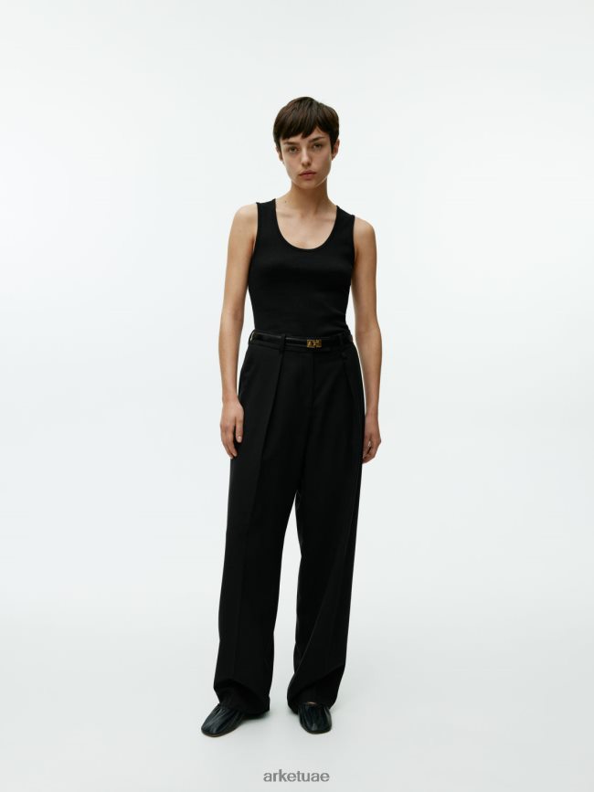 ملابس عبد اللطيف ARKET نحيف أعلى خزان الضلع أسود BXB848364