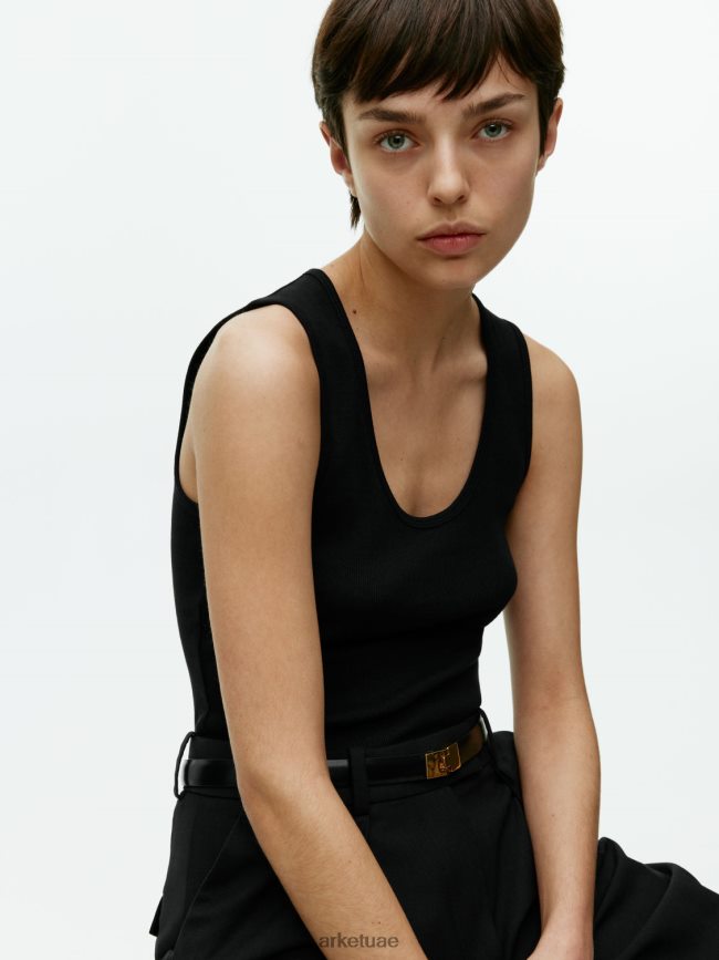 ملابس عبد اللطيف ARKET نحيف أعلى خزان الضلع أسود BXB848364