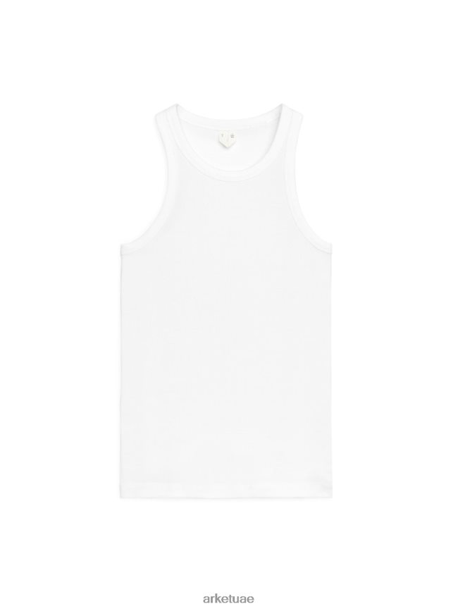 ملابس عبد اللطيف ARKET نحيف أعلى خزان الضلع المتسابق أبيض BXB848275