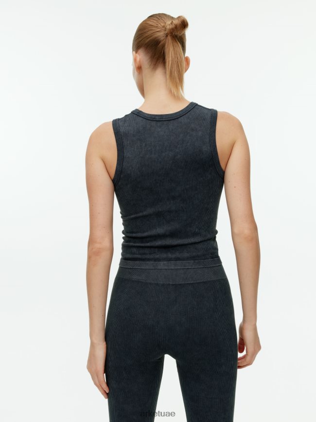 ملابس عبد اللطيف ARKET نحيف أعلى خزان مضلع سلس مغسول باللون الأسود BXB848507