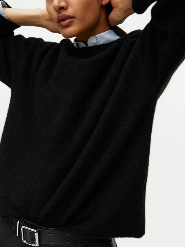 ملابس عبد اللطيف ARKET نحيف الألبكة مزيج الطائر أسود BXB848403