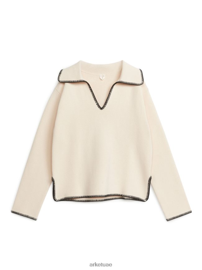 ملابس عبد اللطيف ARKET نحيف البلوز القطن أوف وايت/أسود BXB848401