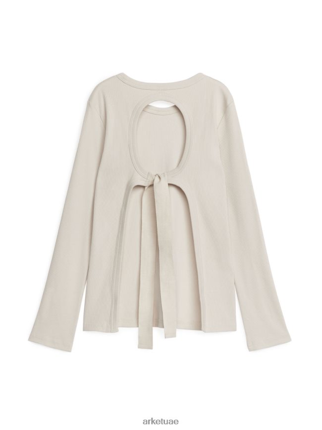 ملابس عبد اللطيف ARKET نحيف بلوزة بأكمام طويلة ورباط خلفي أبيض مصفر BXB848340