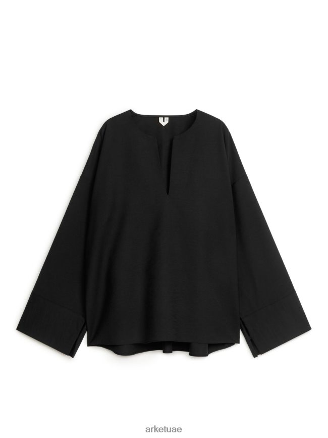 ملابس عبد اللطيف ARKET نحيف بلوزة برقبة على شكل حرف V أسود BXB84861