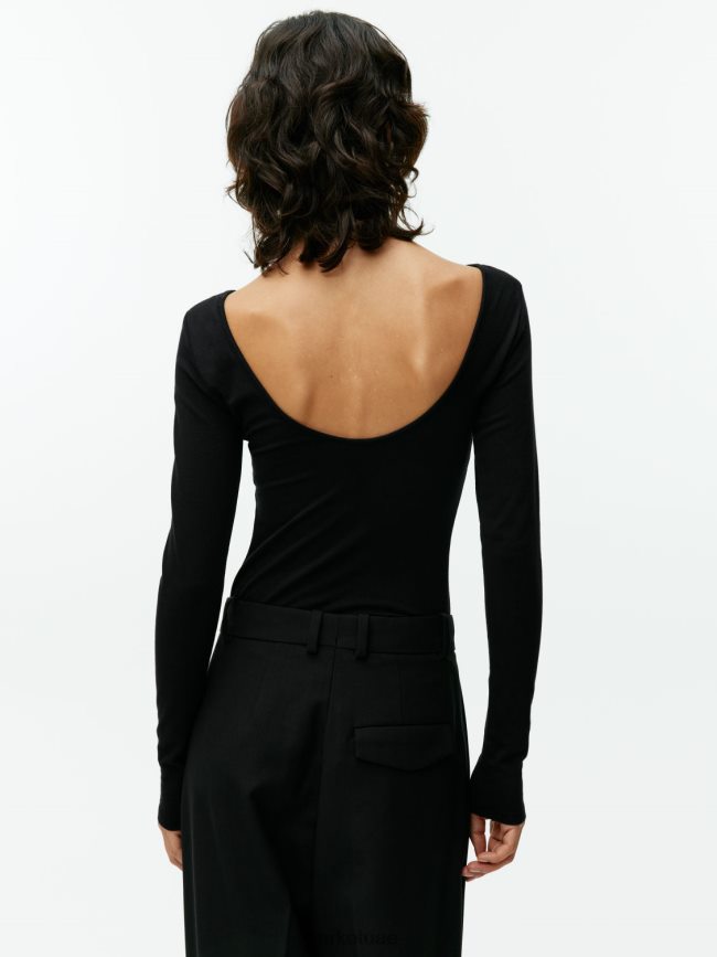 ملابس عبد اللطيف ARKET نحيف بلوزة جيرسيه برقبة واسعة أسود BXB848277