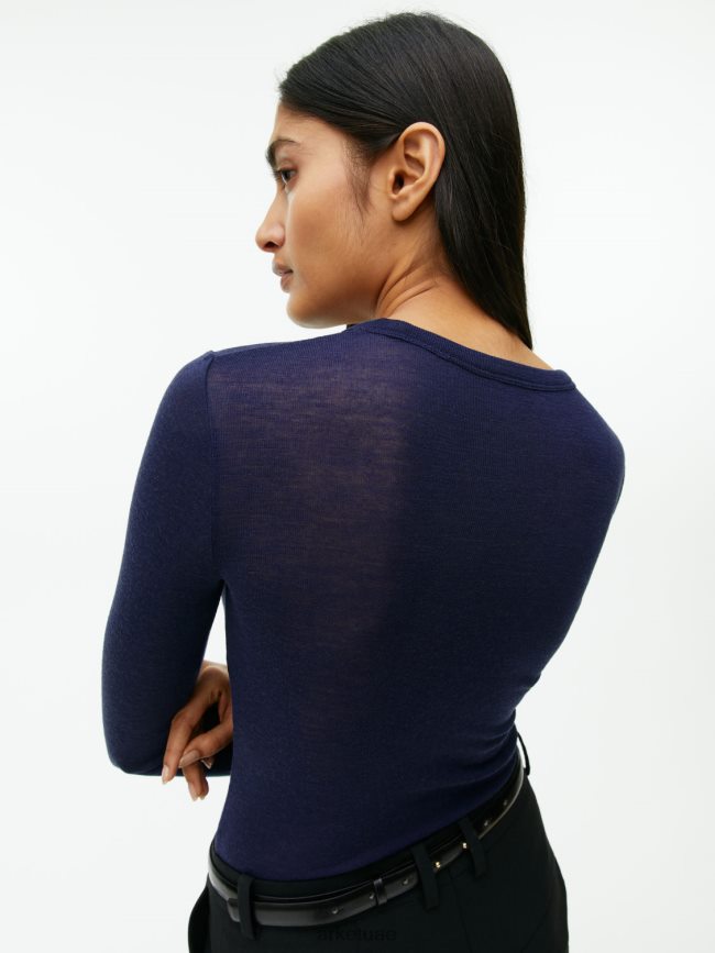 ملابس عبد اللطيف ARKET نحيف بلوزة ميرينو بأكمام طويلة أزرق غامق BXB848346