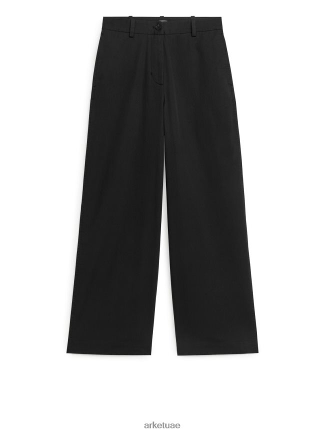 ملابس عبد اللطيف ARKET نحيف بنطال تشينو واسع ومطاط أسود BXB848196