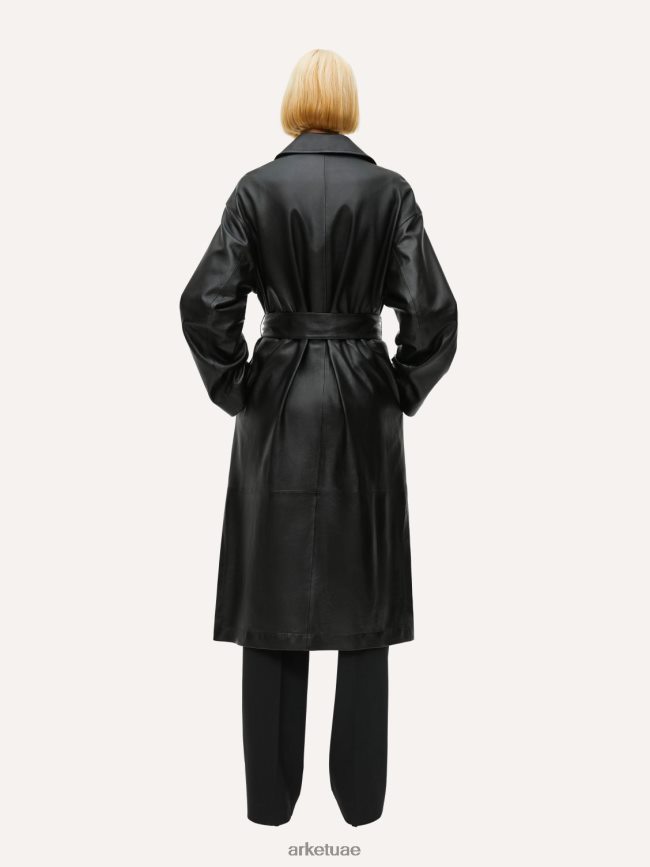 ملابس عبد اللطيف ARKET نحيف بنطال واسع من مزيج الصوف أسود BXB848217