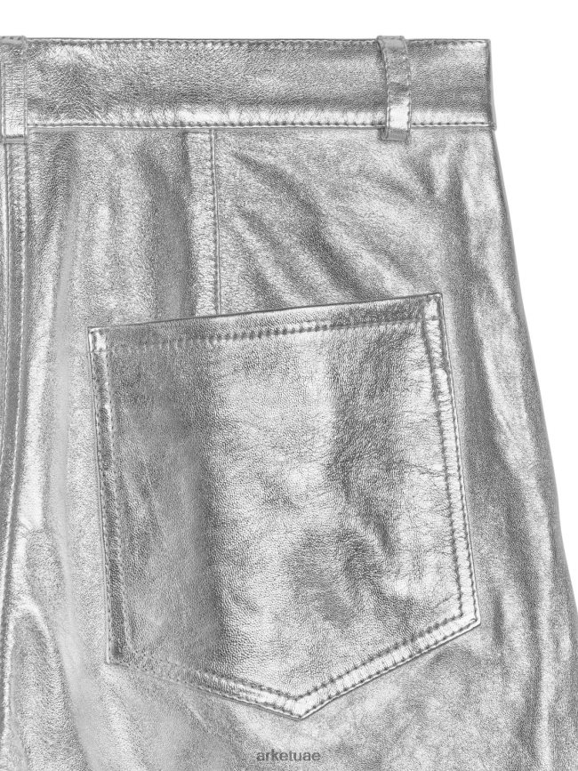 ملابس عبد اللطيف ARKET نحيف بنطلون جلدي فضي معدني فضة BXB848212
