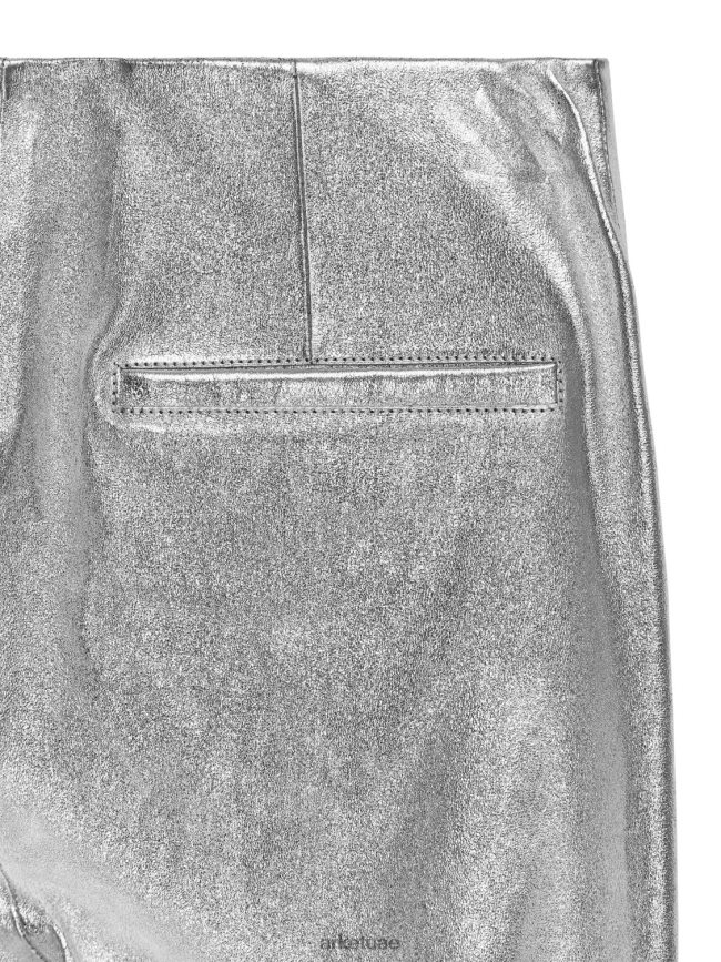 ملابس عبد اللطيف ARKET نحيف بنطلون جلدي مطاطي قصير فضة BXB848219