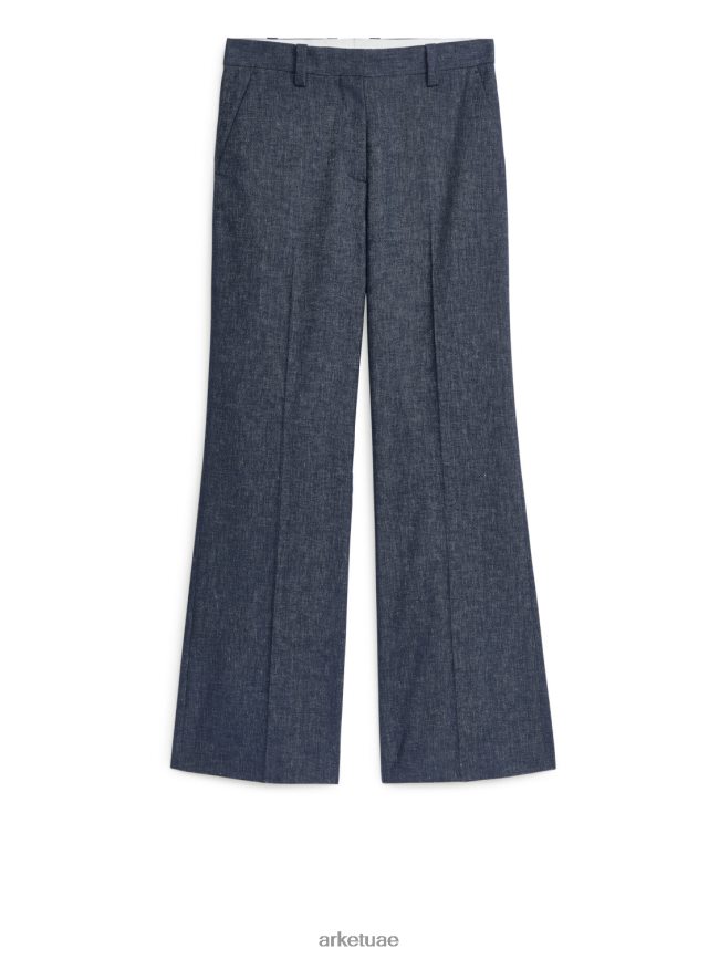 ملابس عبد اللطيف ARKET نحيف بنطلون كتان واسع أزرق BXB848205