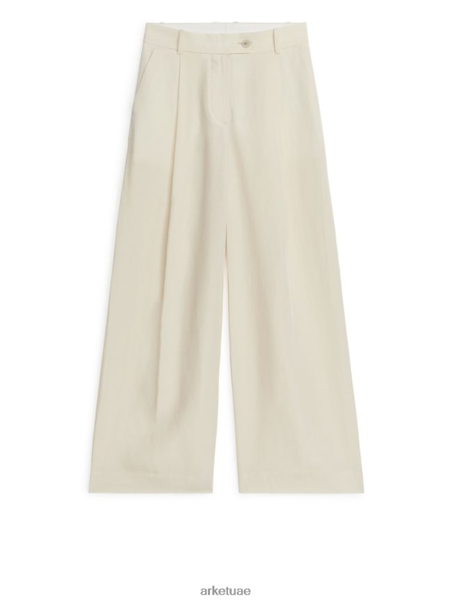 ملابس عبد اللطيف ARKET نحيف بنطلون من الكتان اللايوسل أبيض مصفر BXB848203