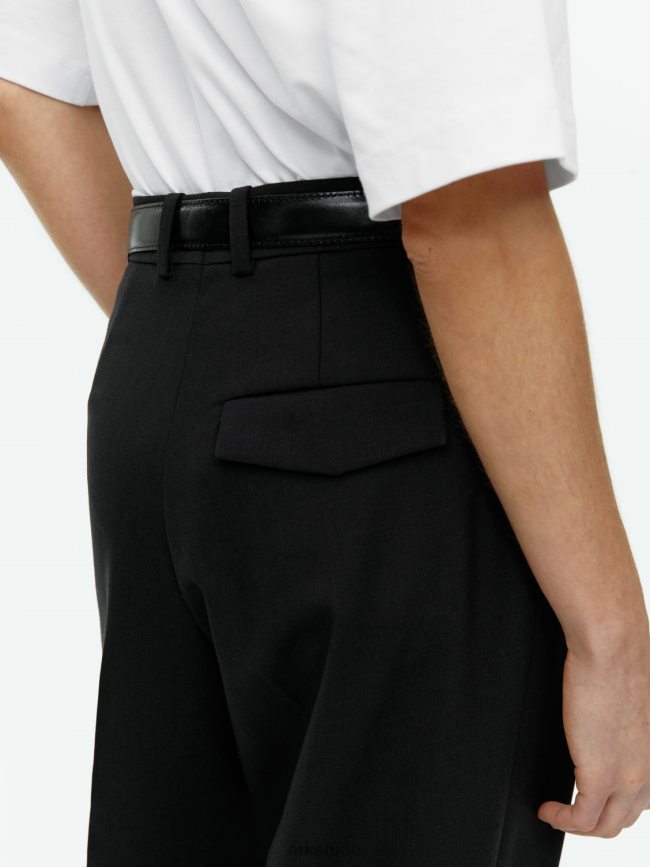 ملابس عبد اللطيف ARKET نحيف بنطلون من مزيج الصوف أسود BXB848208