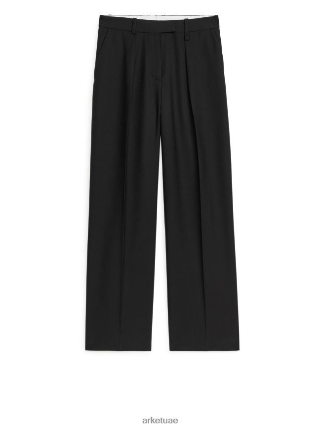 ملابس عبد اللطيف ARKET نحيف بنطلون من مزيج الصوف أسود BXB848208