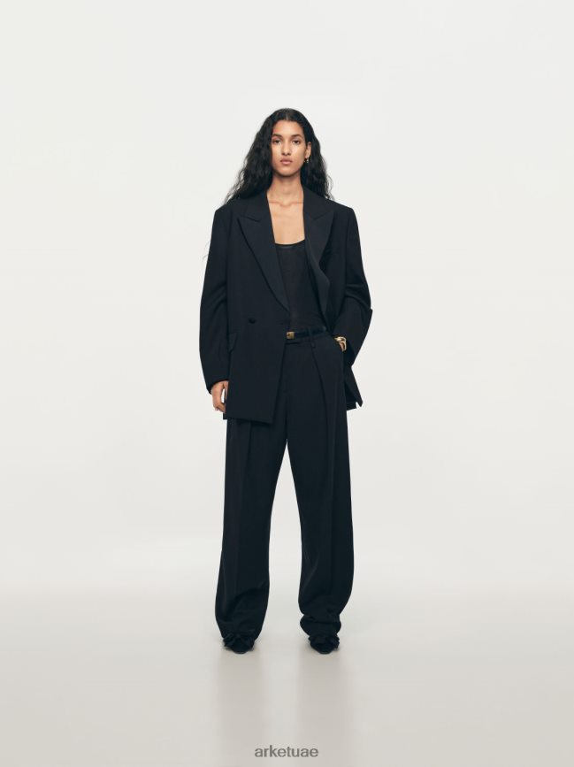 ملابس عبد اللطيف ARKET نحيف بنطلون من مزيج الصوف أسود BXB848208