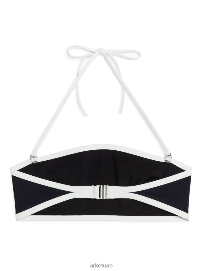 ملابس عبد اللطيف ARKET نحيف بيكيني علوي بحمالة عنق أسود/أبيض BXB848602