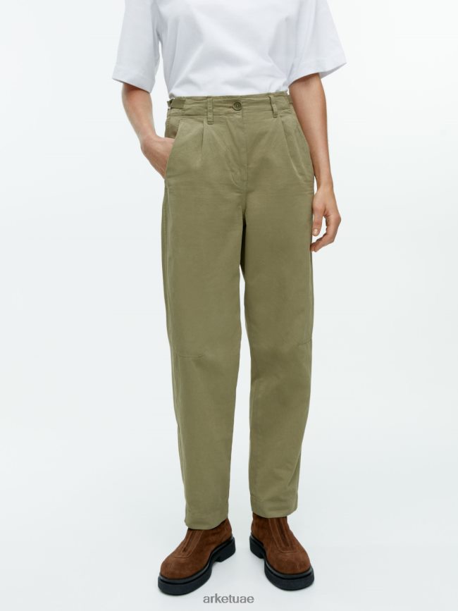 ملابس عبد اللطيف ARKET نحيف تشينو قطن بأرجل برميلية الكاكي الأخضر BXB848199