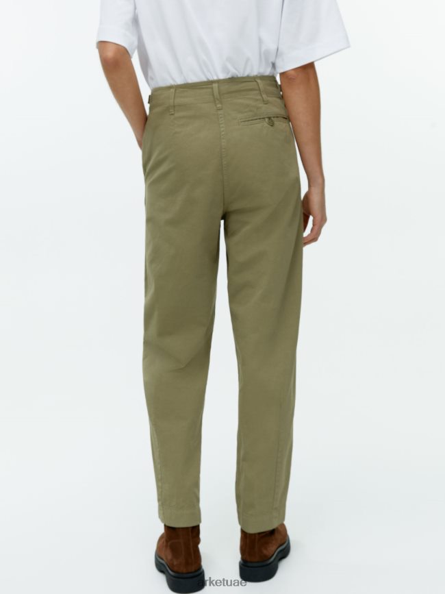ملابس عبد اللطيف ARKET نحيف تشينو قطن بأرجل برميلية الكاكي الأخضر BXB848199