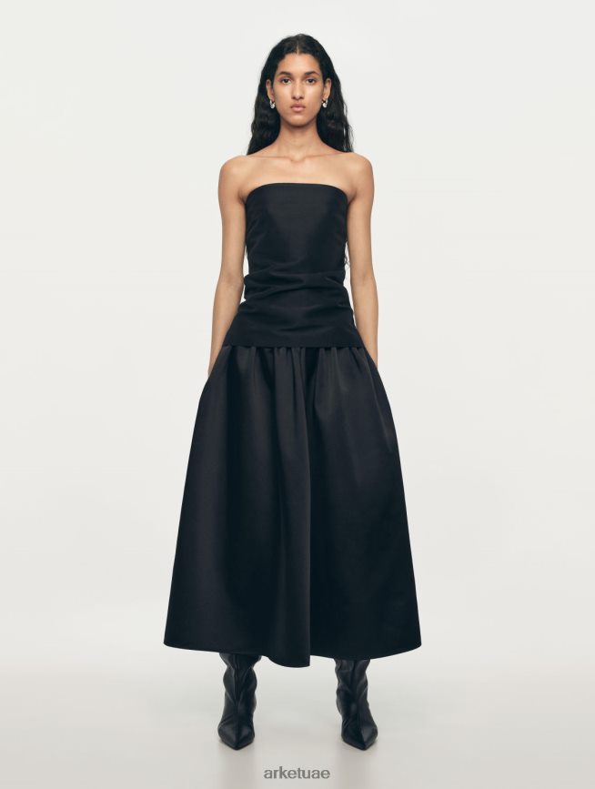 ملابس عبد اللطيف ARKET نحيف تنورة التفتا أسود BXB848266