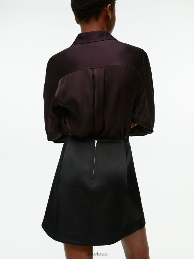 ملابس عبد اللطيف ARKET نحيف تنورة صغيرة من الساتان أسود BXB848236