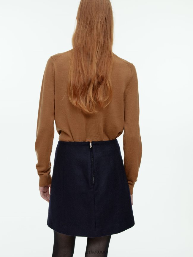 ملابس عبد اللطيف ARKET نحيف تنورة صغيرة من الصوف أزرق غامق BXB848269