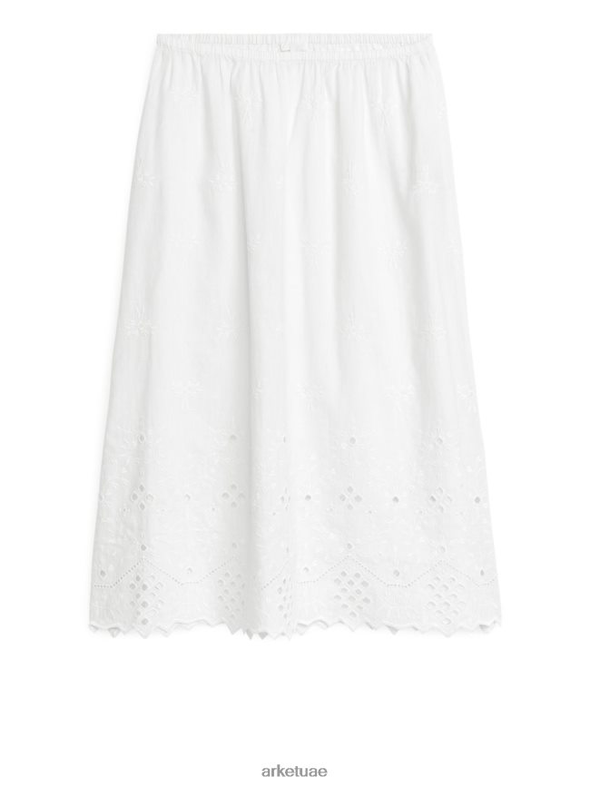 ملابس عبد اللطيف ARKET نحيف تنورة مطرزة أبيض BXB848253