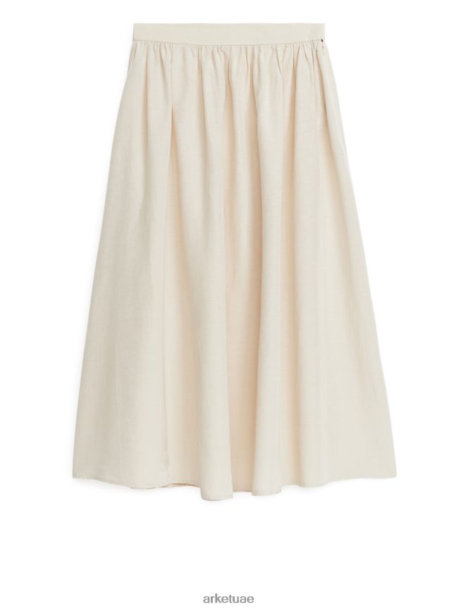 ملابس عبد اللطيف ARKET نحيف تنورة من مزيج الكتان أبيض مصفر BXB848252
