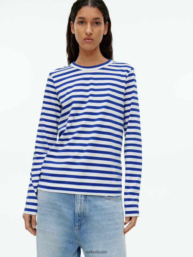 ملابس عبد اللطيف ARKET نحيف تي شيرت بأكمام طويلة أزرق أبيض BXB848377