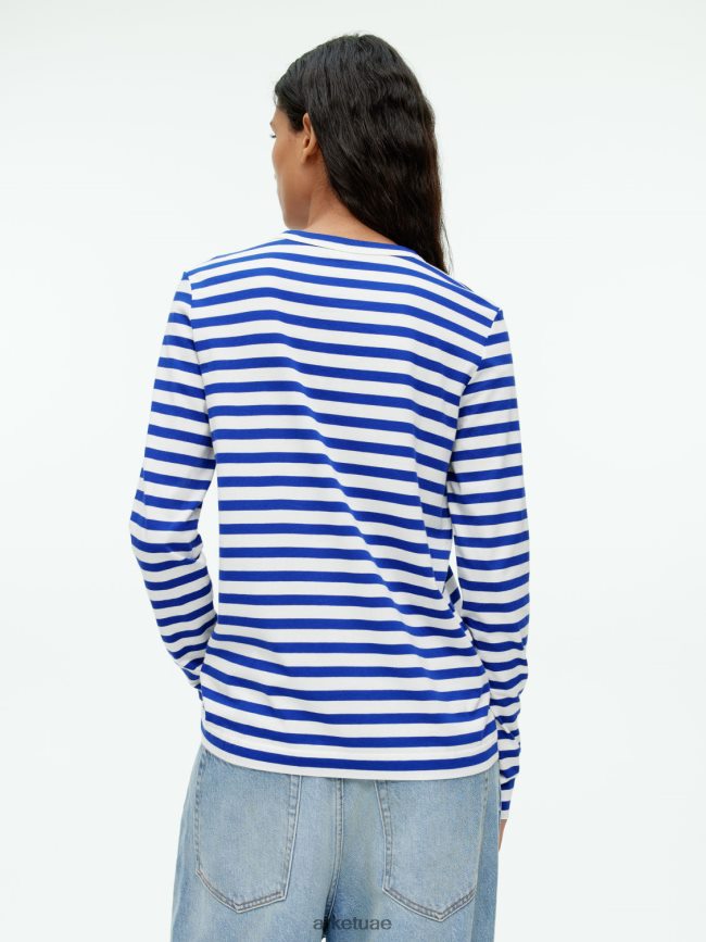 ملابس عبد اللطيف ARKET نحيف تي شيرت بأكمام طويلة أزرق أبيض BXB848377