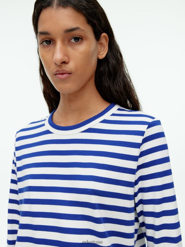 ملابس عبد اللطيف ARKET نحيف تي شيرت بأكمام طويلة أزرق أبيض BXB848377