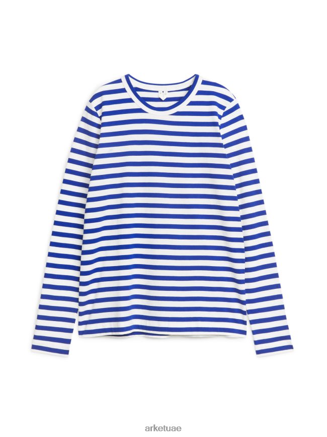 ملابس عبد اللطيف ARKET نحيف تي شيرت بأكمام طويلة أزرق أبيض BXB848377