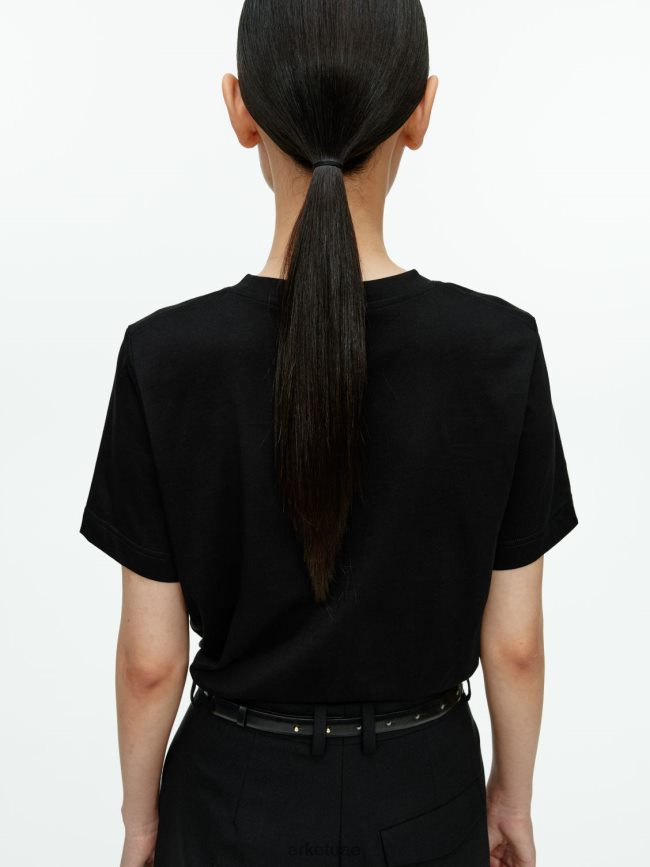 ملابس عبد اللطيف ARKET نحيف تي شيرت برقبة دائرية أسود BXB848280