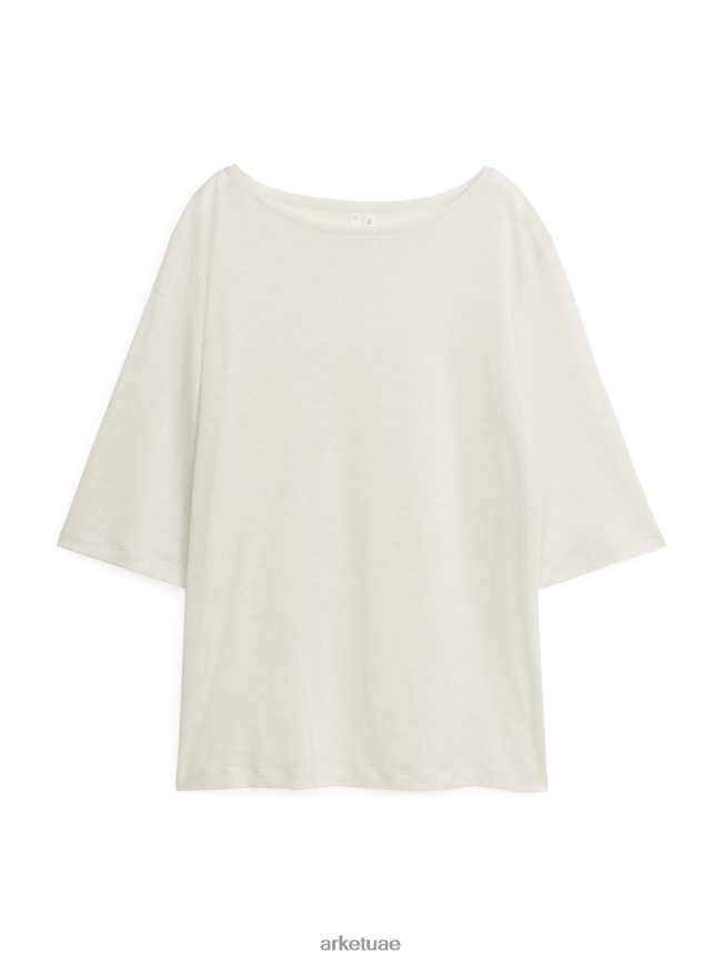 ملابس عبد اللطيف ARKET نحيف تي شيرت برقبة قارب قبالة الأبيض BXB848372