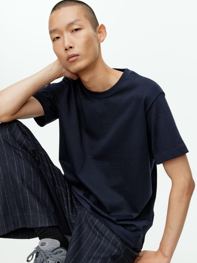 ملابس عبد اللطيف ARKET نحيف تي شيرت ثقيل الوزن أزرق غامق BXB848999