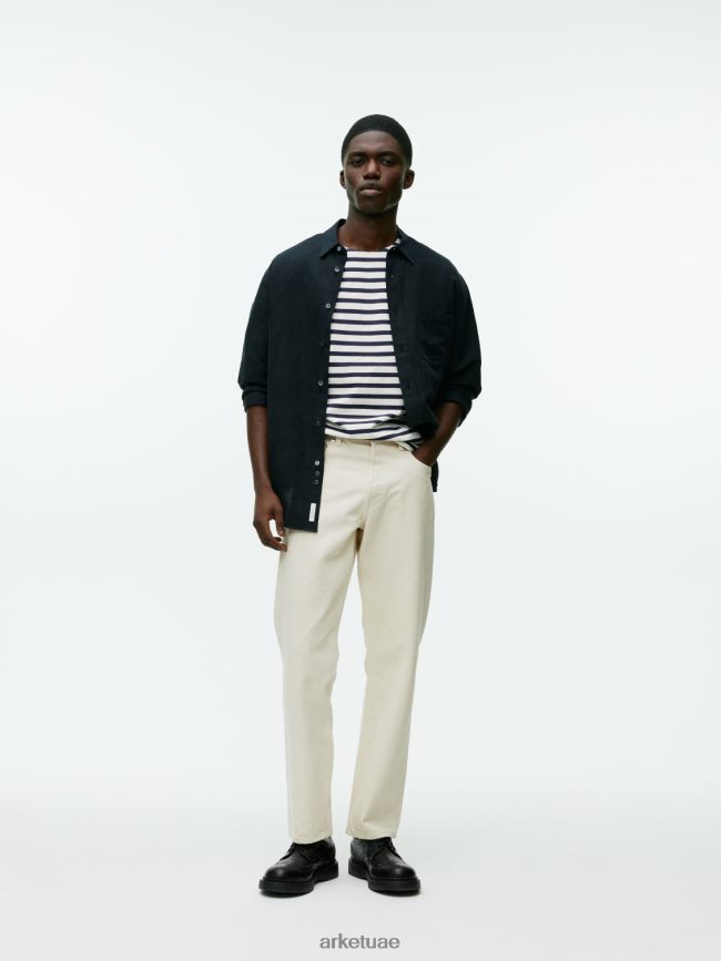 ملابس عبد اللطيف ARKET نحيف تي شيرت ثقيل الوزن أزرق غامق/أبيض BXB8481001