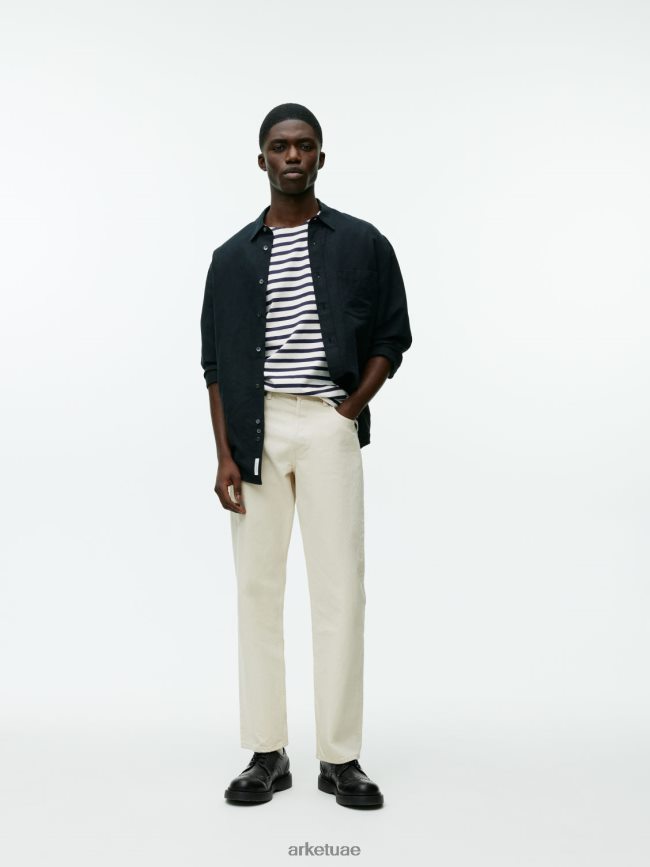 ملابس عبد اللطيف ARKET نحيف تي شيرت ثقيل الوزن أزرق غامق/أبيض BXB8481001