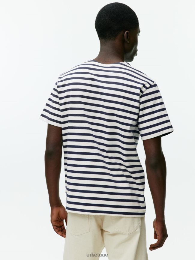 ملابس عبد اللطيف ARKET نحيف تي شيرت ثقيل الوزن أزرق غامق/أبيض BXB8481001