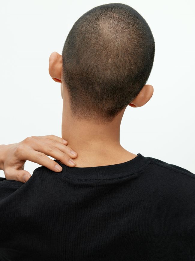 ملابس عبد اللطيف ARKET نحيف تي شيرت ثقيل الوزن أسود BXB848998