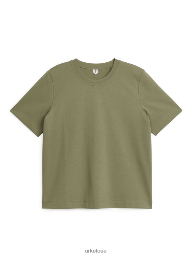 ملابس عبد اللطيف ARKET نحيف تي شيرت ثقيل الوزن الكاكي الأخضر BXB848317