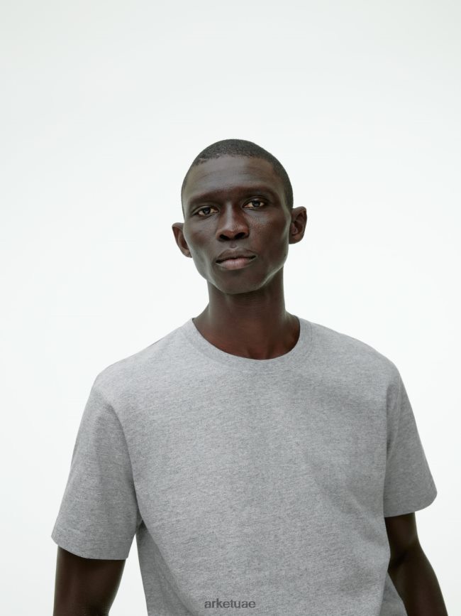 ملابس عبد اللطيف ARKET نحيف تي شيرت ثقيل الوزن مزيج رمادي فاتح BXB848997