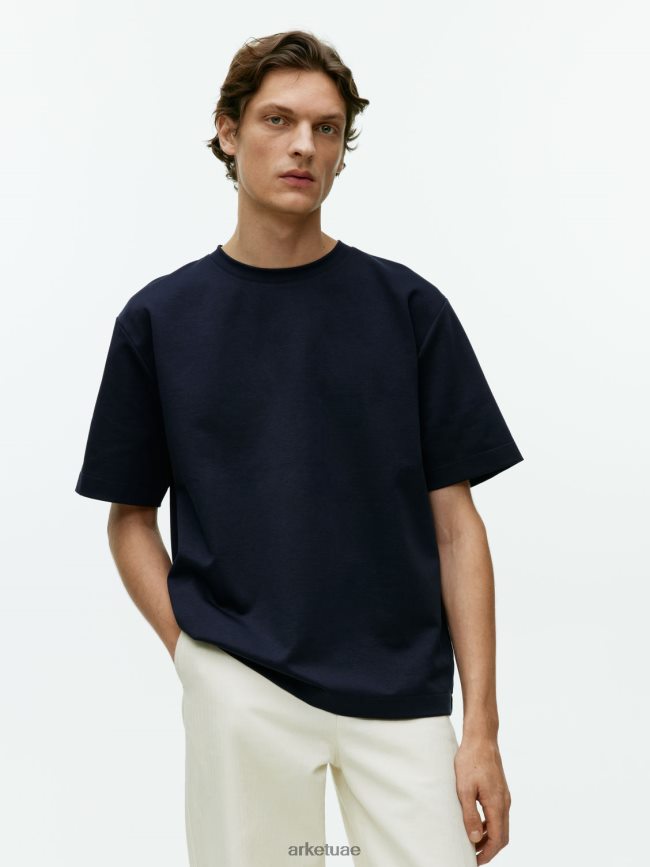 ملابس عبد اللطيف ARKET نحيف تي شيرت متشابك أزرق غامق BXB8481009