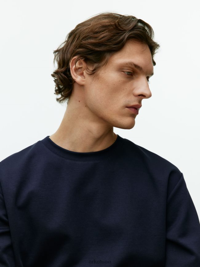 ملابس عبد اللطيف ARKET نحيف تي شيرت متشابك أزرق غامق BXB8481009