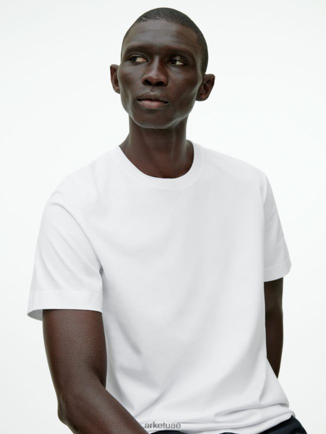 ملابس عبد اللطيف ARKET نحيف تي شيرت متوسط ​​الوزن أبيض BXB848987